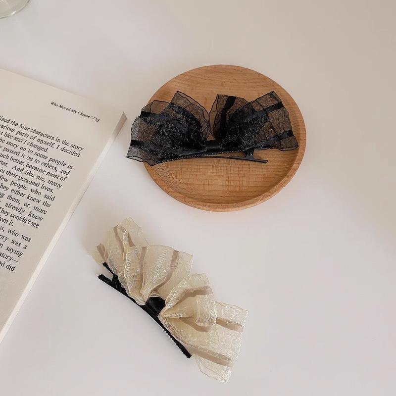 Lace Bow Hair Clips for Women, Pack of 2 - Black - view 3