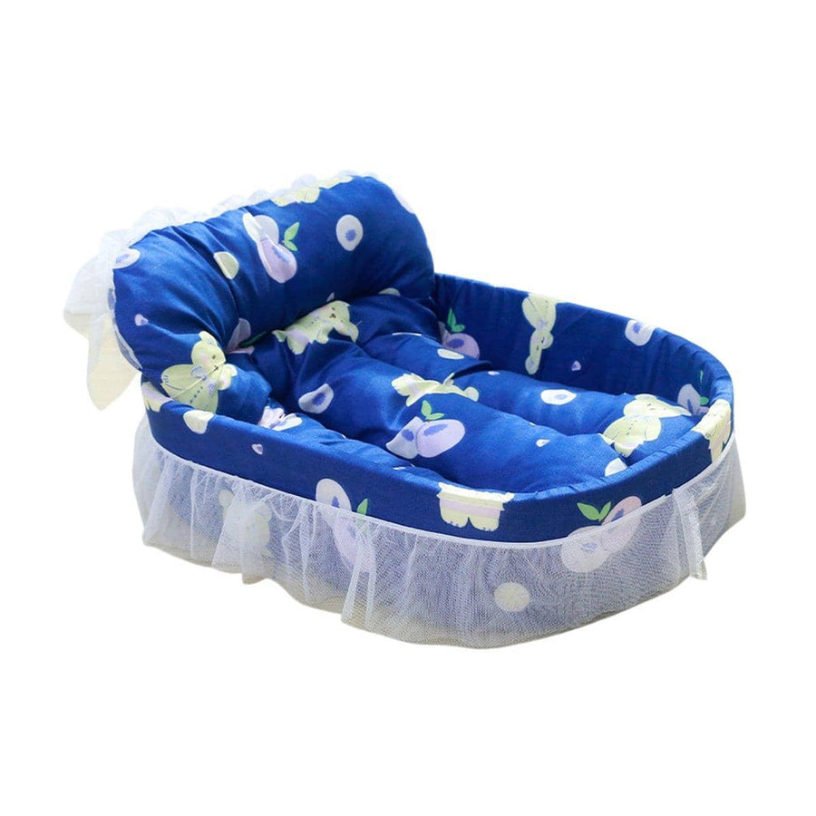Lace Cat Bed with Removable Cushion - Blue
