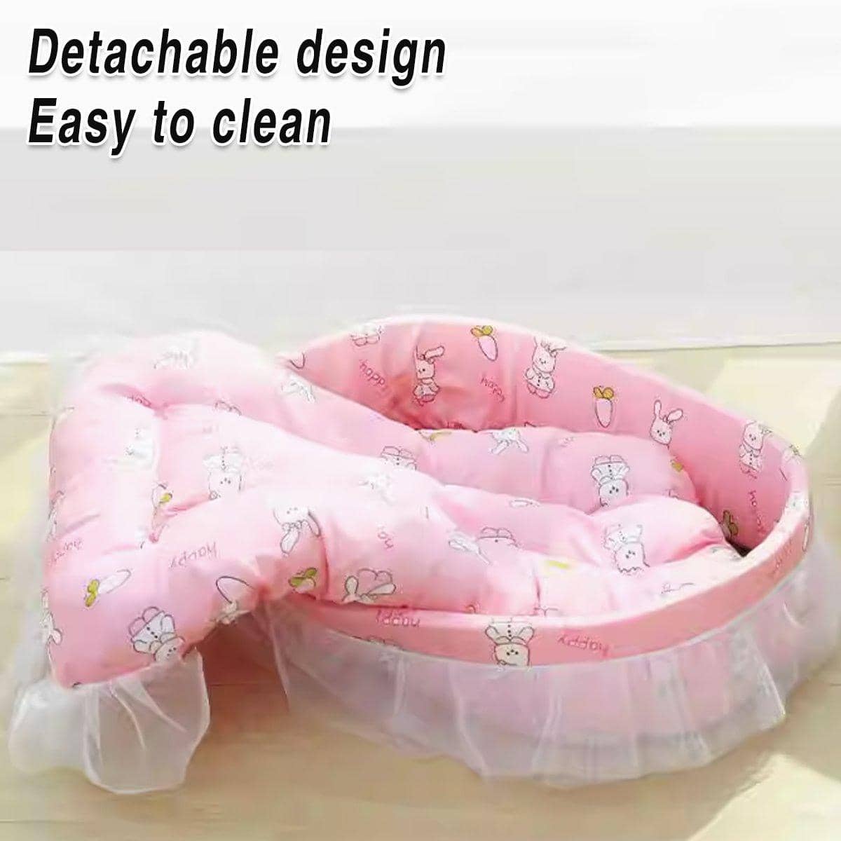 Lace Cat Bed with Removable Cushion - Blue - view 5