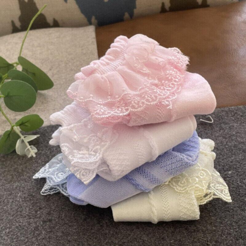 Lace Ruffle Frilly Ankle Socks for Girls, Size S - White - view 4
