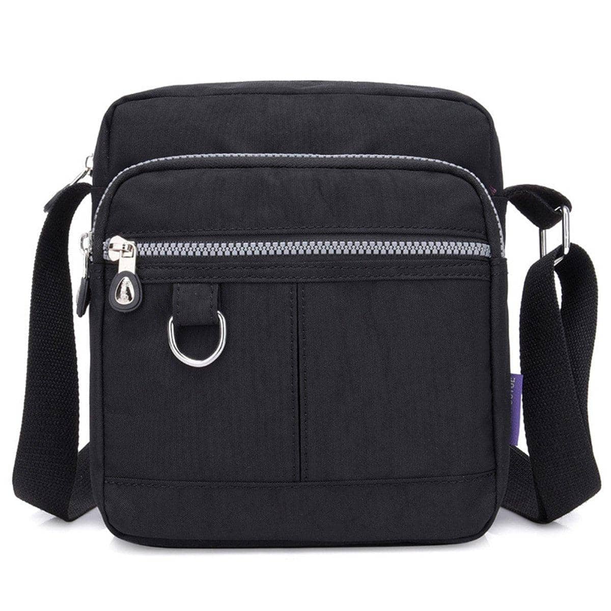 Ladies Nylon Crossbody Shoulder Bag, Lightweight Small Casual Handbag - Black