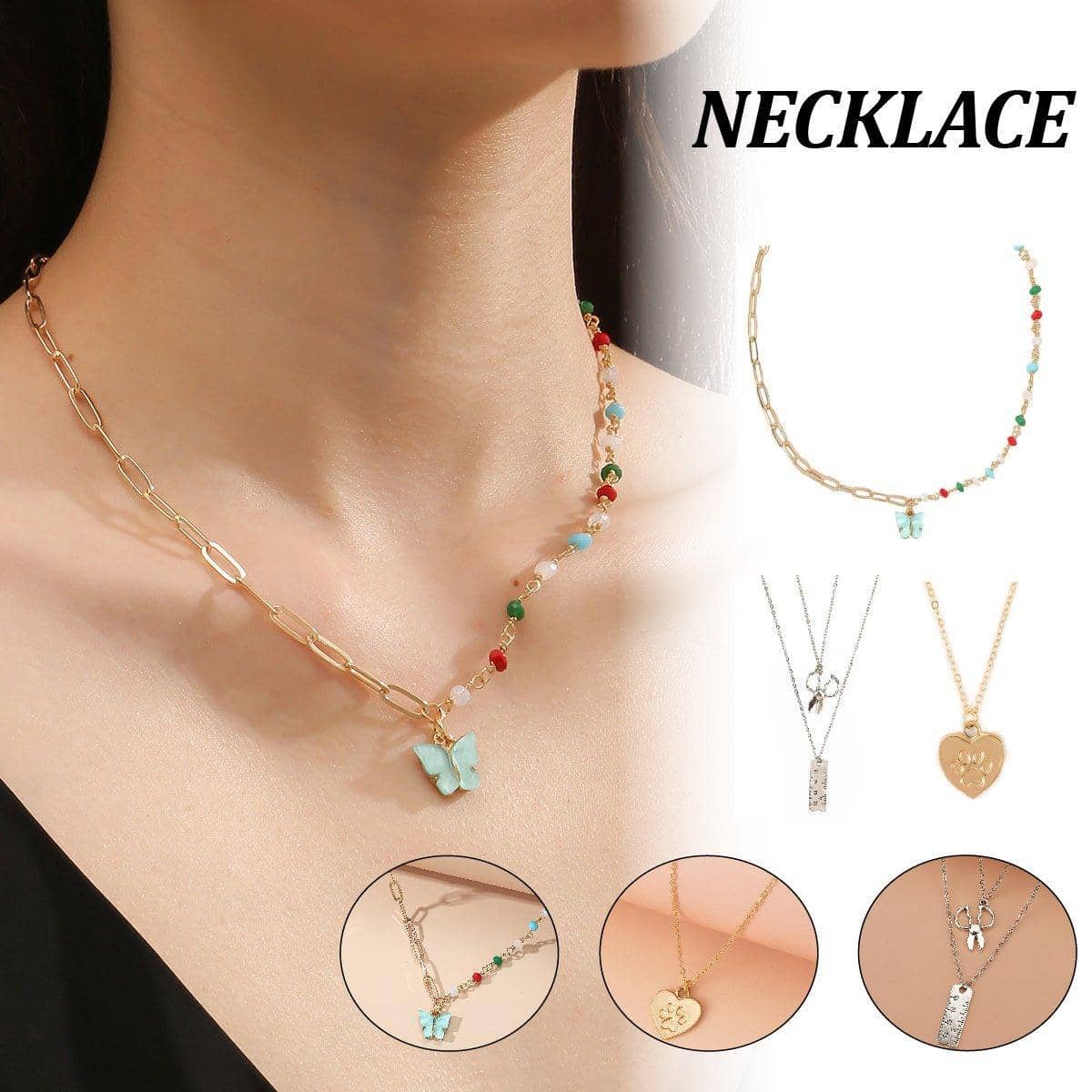 Ladies Pendant Necklace, Zinc Alloy - Gold Tone Heart with Paw Print - view 2