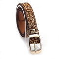 Ladies PU Leather Belt with Gold-Tone Pin Buckle - Leopard Print