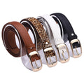 Ladies PU Leather Belt with Gold-Tone Pin Buckle - Leopard Print - view 3