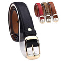 Ladies PU Leather Belt with Gold-Tone Pin Buckle - Navy Blue - view 5