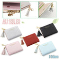 Ladies Short Faux Leather Wallet with Tassel, Card Holder and Coin Pocket - Red - view 2