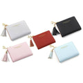 Ladies Short Faux Leather Wallet with Tassel, Card Holder and Coin Pocket - Red - view 3