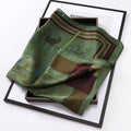 Ladies Silk-Feel Square Scarf, 70 x 70 cm - Orange Horse and Stripe Print - view 3