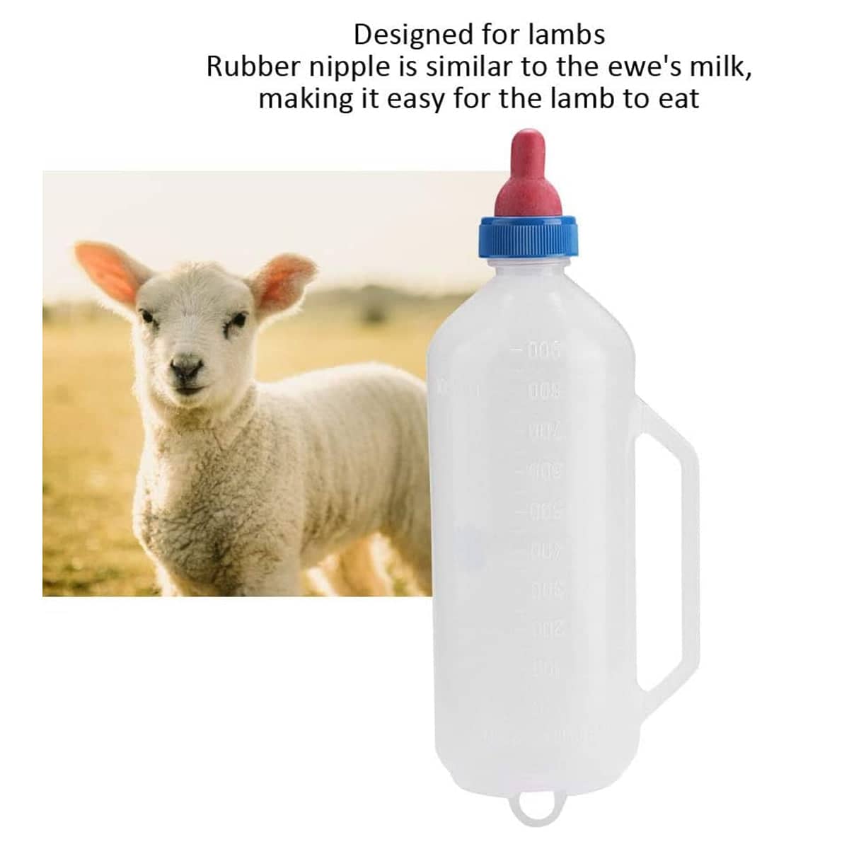 Lamb Feeding Bottle with Handle and Rubber Teat, 1000 ml Livestock Milk Bottle - view 4