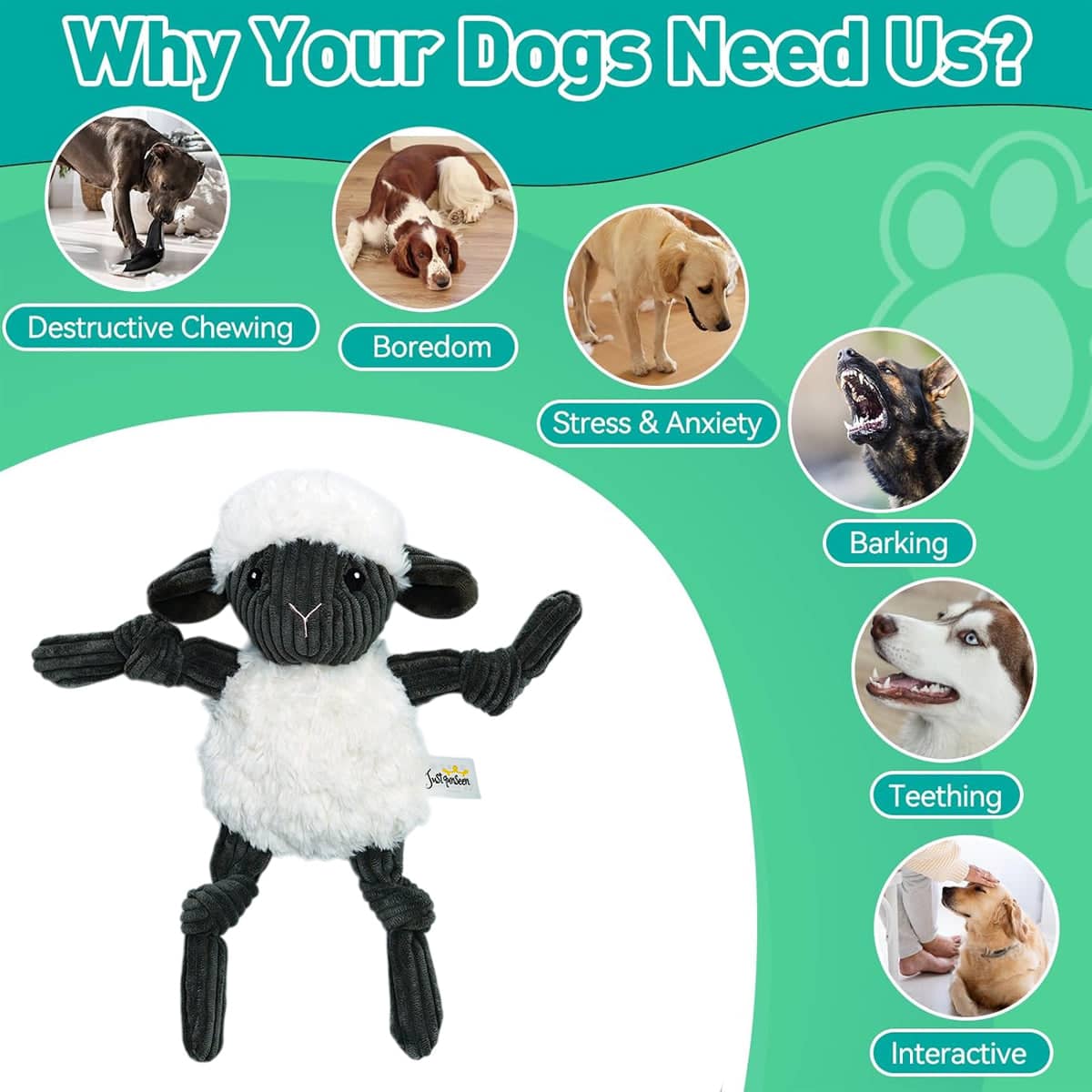 Lamb Shape Pet Chew Toy with Squeaker for Dogs and Puppies - Soft PP Cotton, 27 cm - view 5
