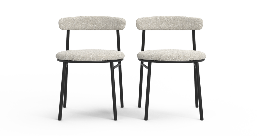 Brosa Lancel Set of 2 Dining Chairs - Light Cream Boucle