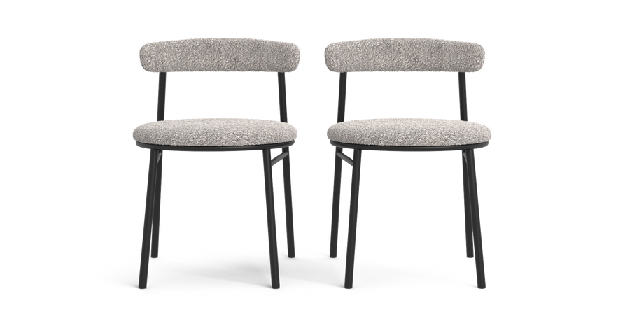 Brosa Lancel Set of 2 Dining Chairs - Pebbled Sand Boucle