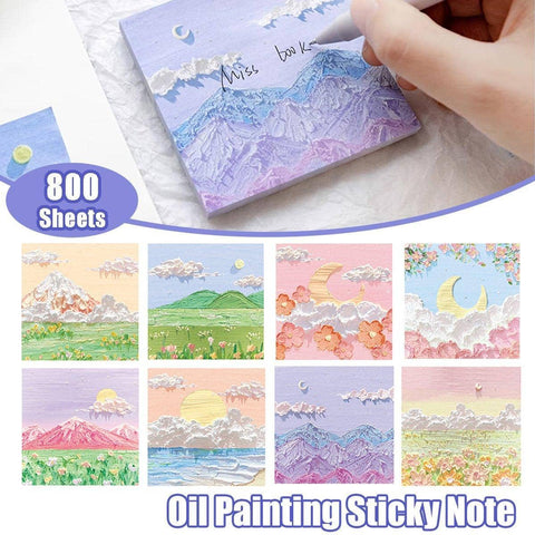 Landscape Oil Painting Sticky Notes, 800 Sheets - Peach Sky Mountain Meadow - view 2