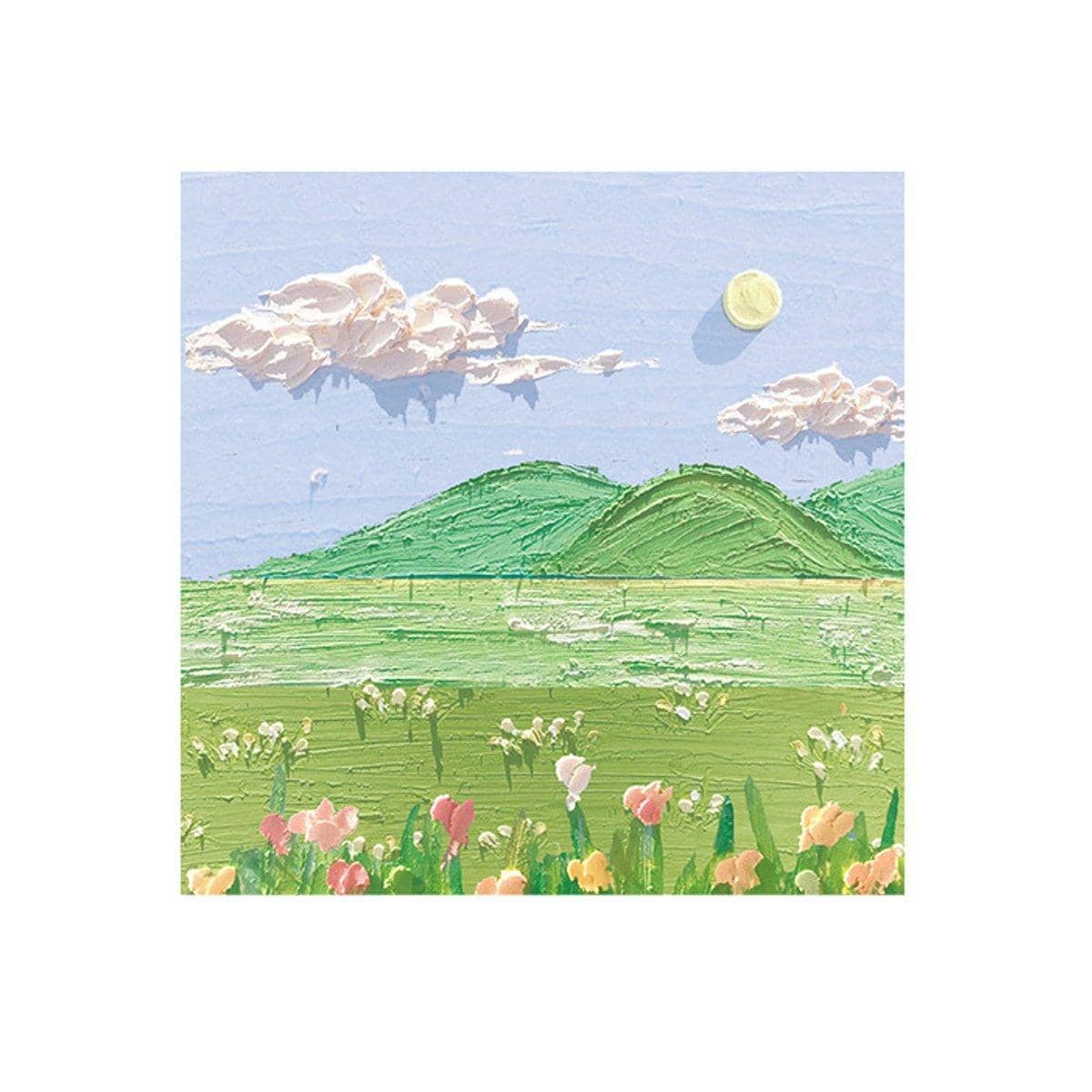 Landscape Oil Painting Sticky Notes, 800 Sheets - Pink Moon and Flowers
