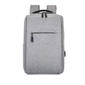 Laptop Backpack with USB Port, Oxford Fabric - Grey, 1 Front Zipper