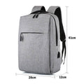 Laptop Backpack with USB Port, Oxford Fabric - Grey, 1 Front Zipper - view 4