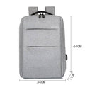 Laptop Backpack with USB Port, Oxford Fabric - Grey, 1 Front Zipper - view 5