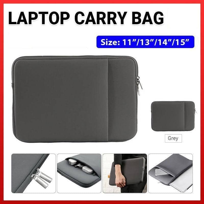 Laptop Sleeve Bag with Dual Zipper - 13 Inch (33cm), Grey - view 2