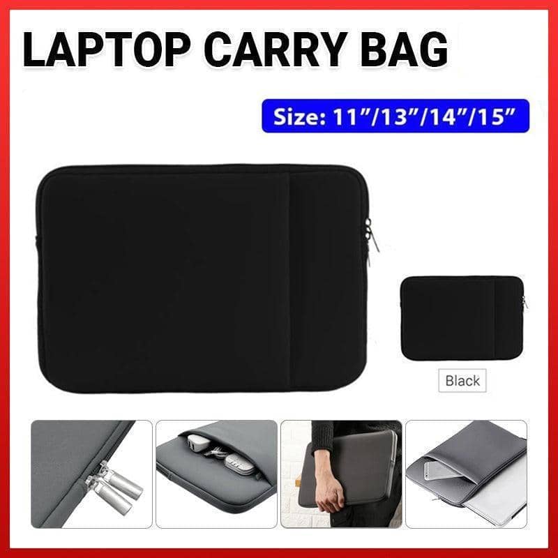 Laptop Sleeve Carry Bag with Front Pocket - Black, 15 Inch (38.1cm) - view 2