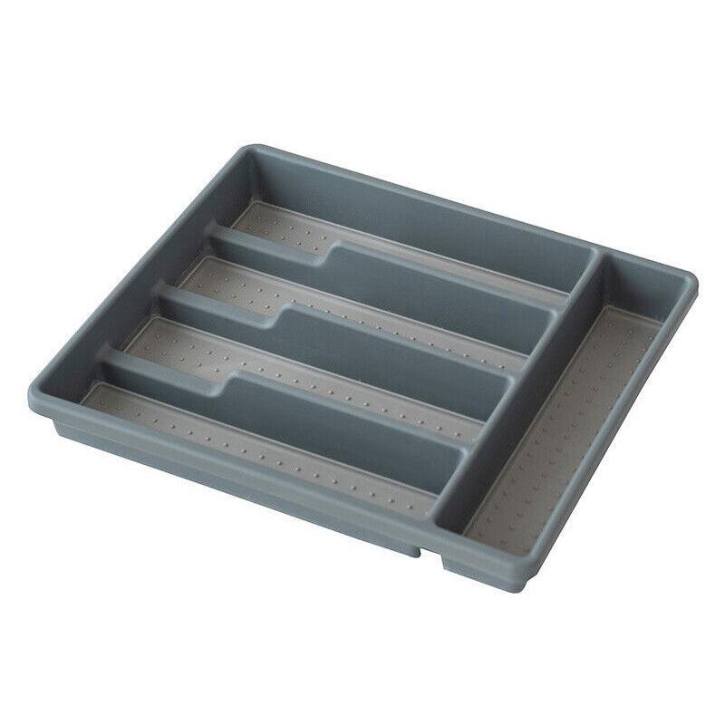 Large 5-Compartment Cutlery Drawer Organiser Tray - Grey
