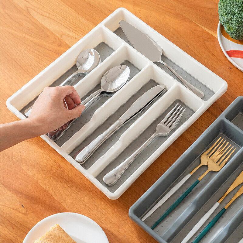 Large 5-Compartment Cutlery Drawer Organiser Tray - Grey - view 4