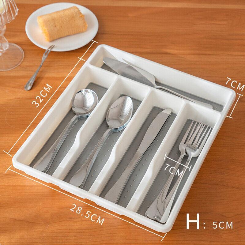 Large 5-Compartment Cutlery Drawer Organiser Tray - Grey - view 5