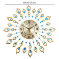Large 60 cm Peacock Design Wall Clock with Gold Finish and Silent Movement - view 3