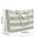 Large Bohemian Striped Canvas Beach Tote Bag - Yellow - view 4