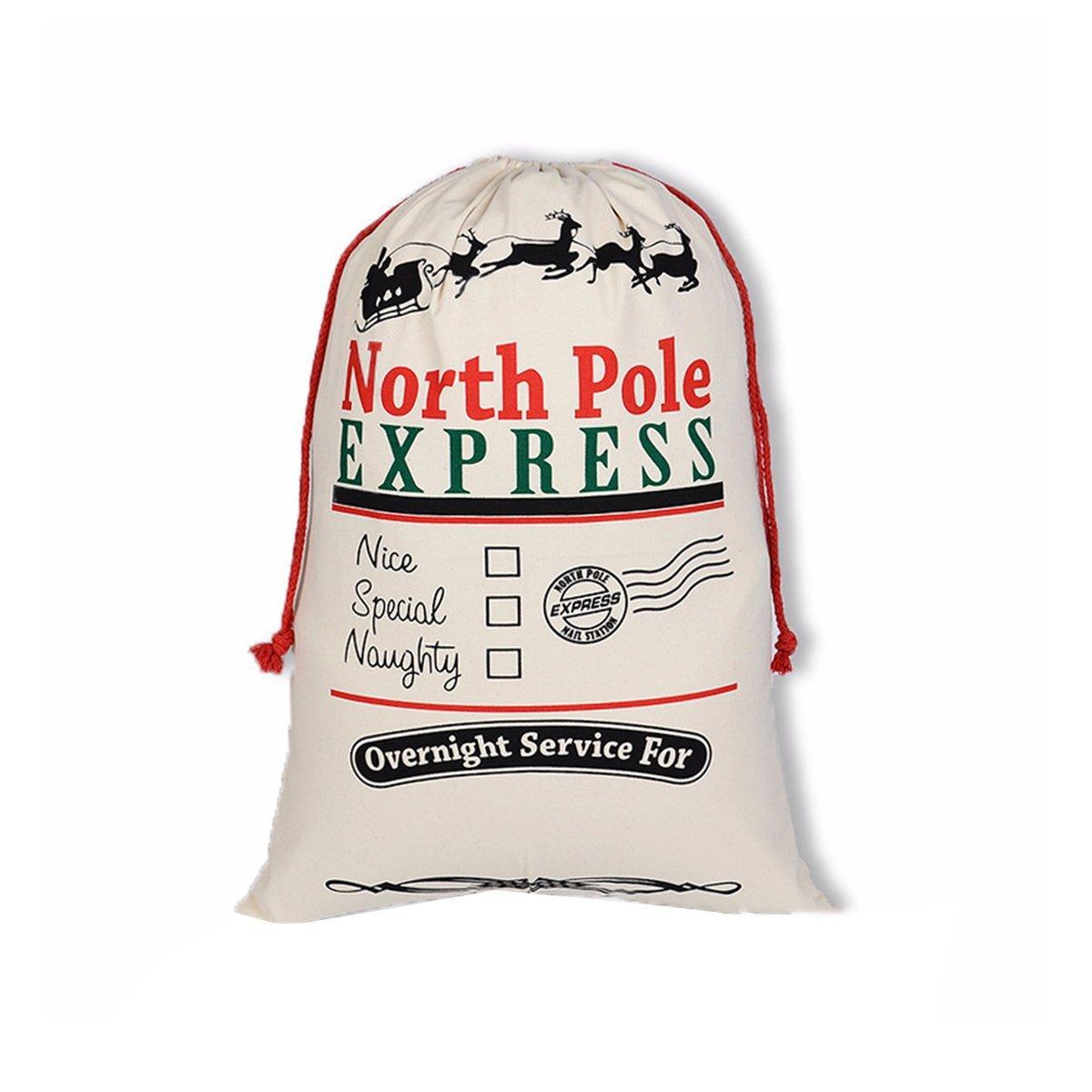 Large Canvas Christmas Santa Sack - North Pole Express with Nice, Special and Naughty Boxes