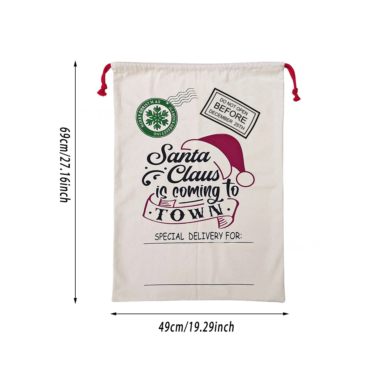 Large Canvas Christmas Santa Sack - North Pole Express with Nice, Special and Naughty Boxes - view 4