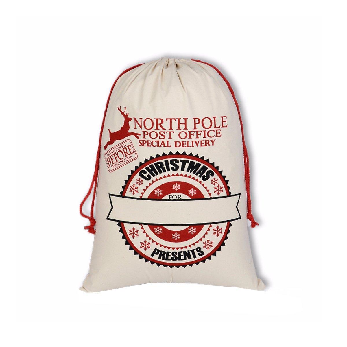 Large Canvas Christmas Santa Sack - North Pole Post Office Christmas Presents Seal
