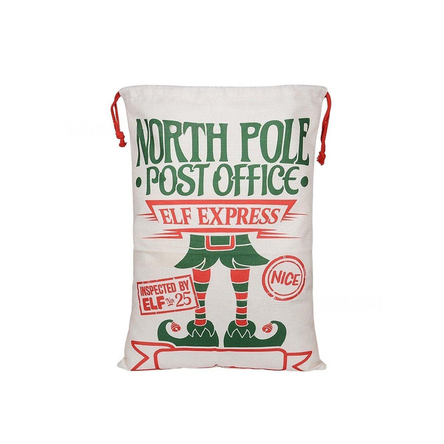Large Canvas Christmas Santa Sack - North Pole Post Office Elf Express