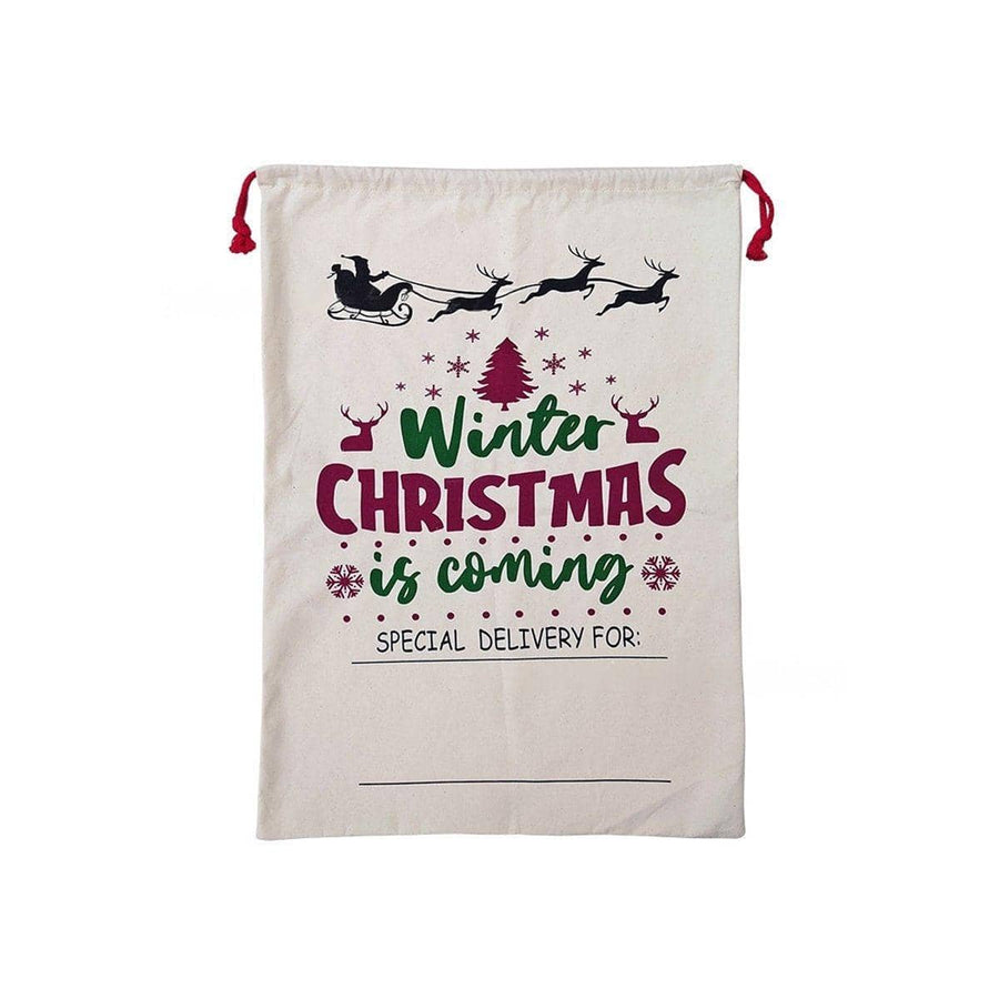Large Canvas Christmas Santa Sack - Winter Christmas Is Coming