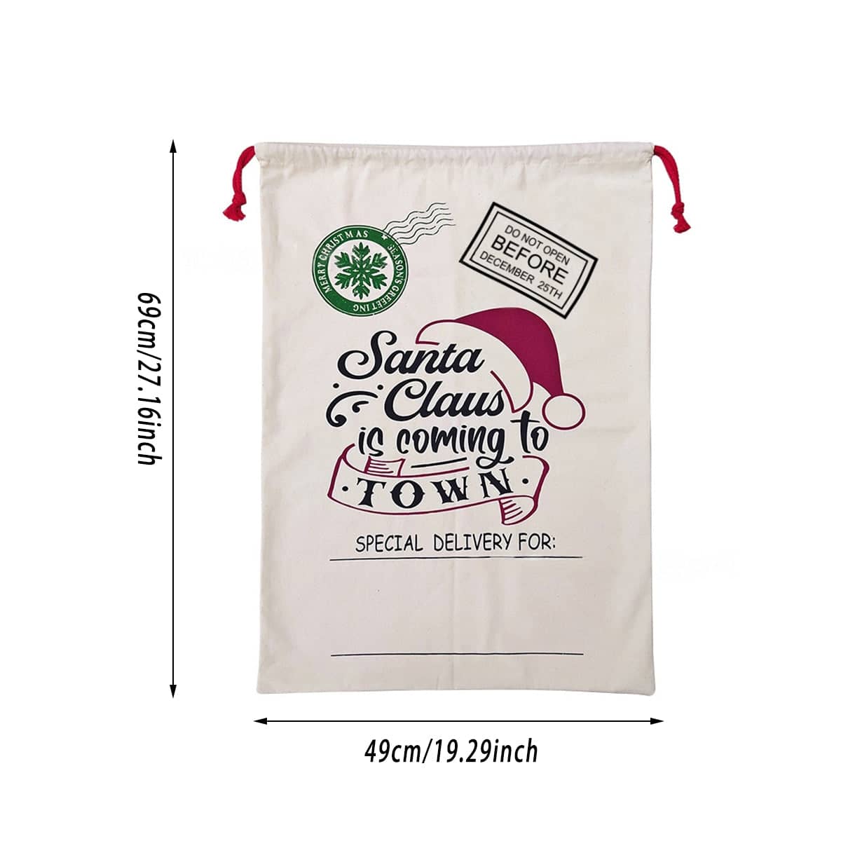 Large Canvas Christmas Santa Sack - Winter Christmas Is Coming - view 4