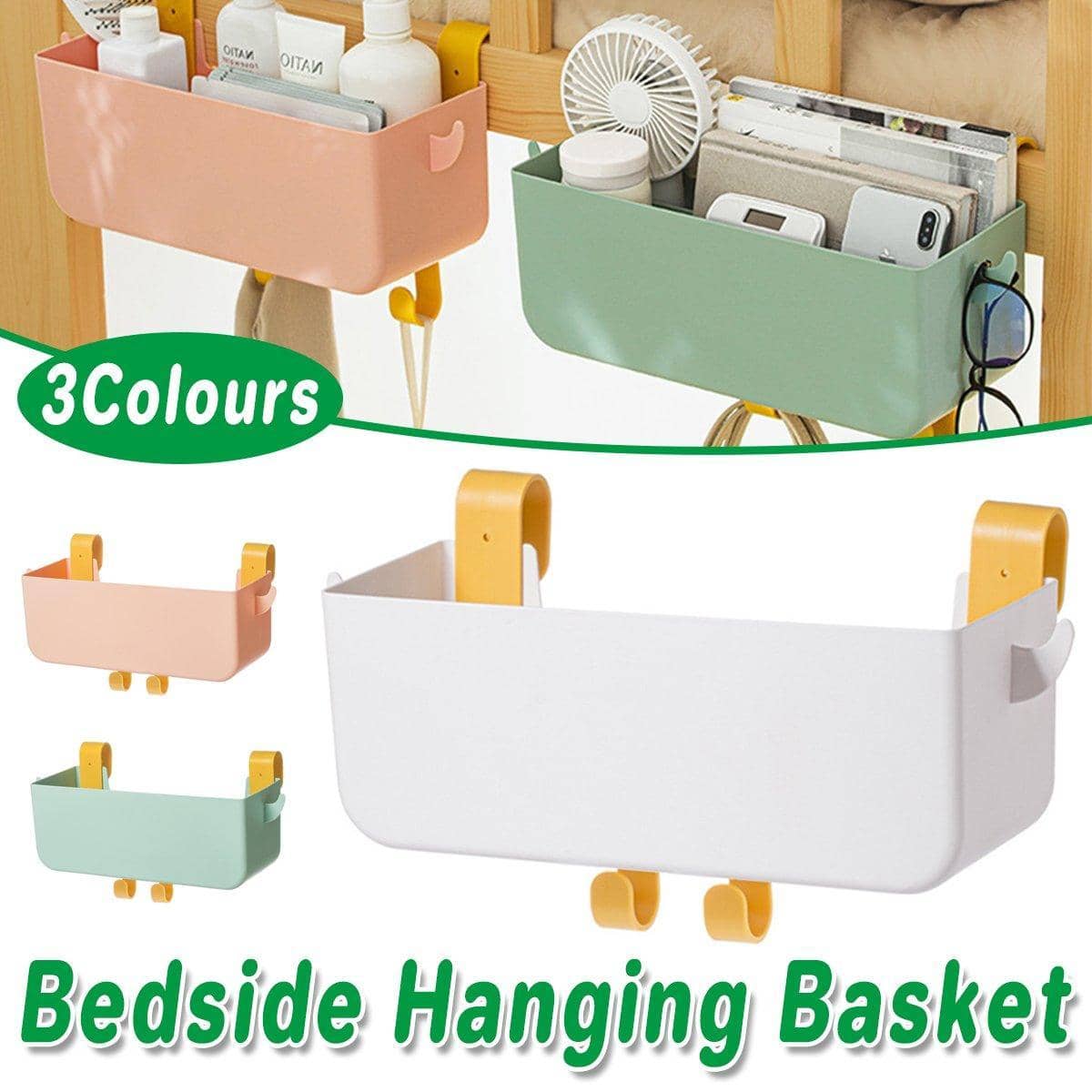 Large Capacity Bedside Hanging Storage Basket Dormitory Organiser with Hook - Green - view 2