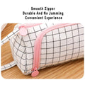 Large Capacity Canvas Pencil Case - White with Black Grid Lines - view 5