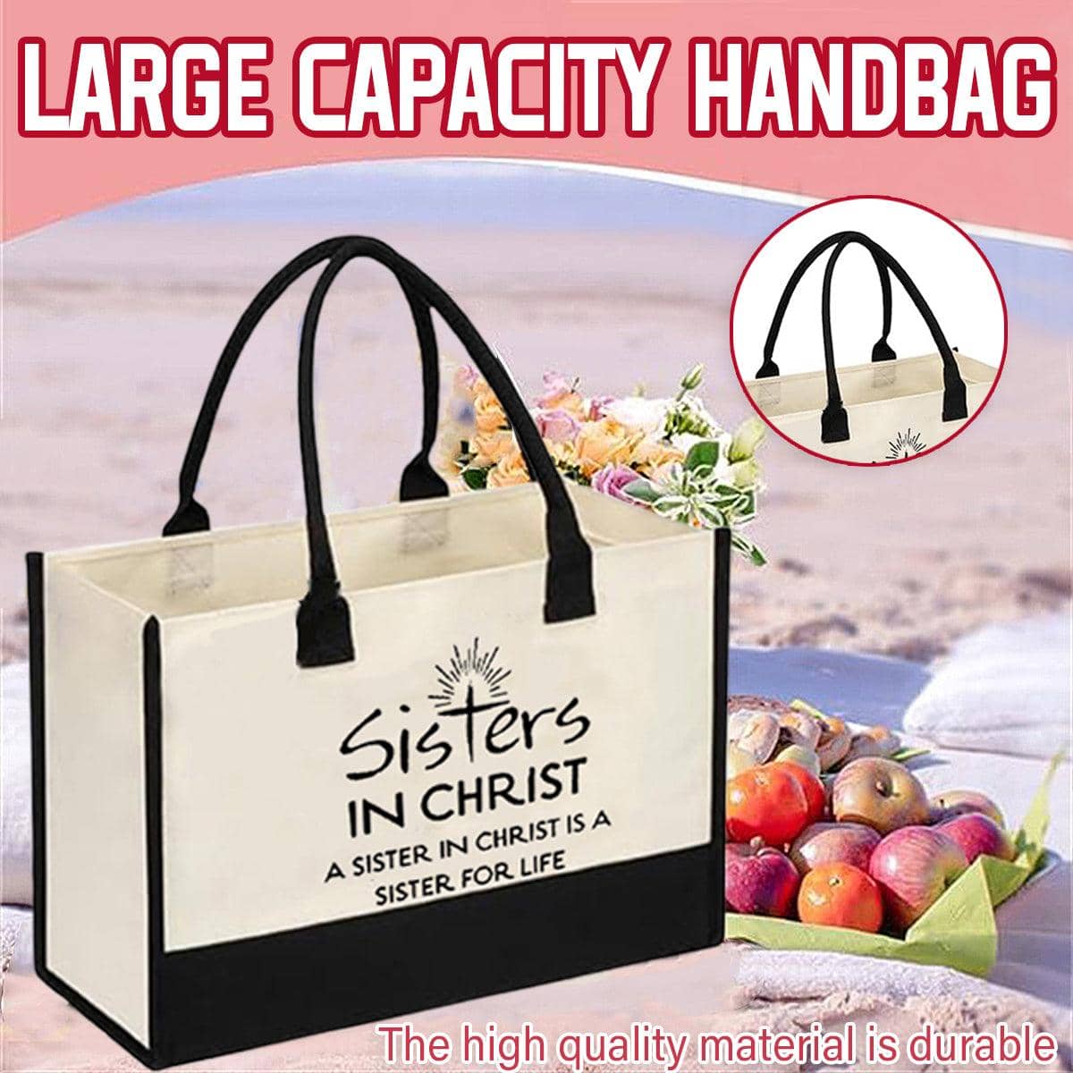 Large Capacity Canvas Tote Bag for Women, Shopping and Travel