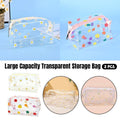 Large Capacity Clear PVC Cosmetic Bags with Flower Prints - Pack of 2