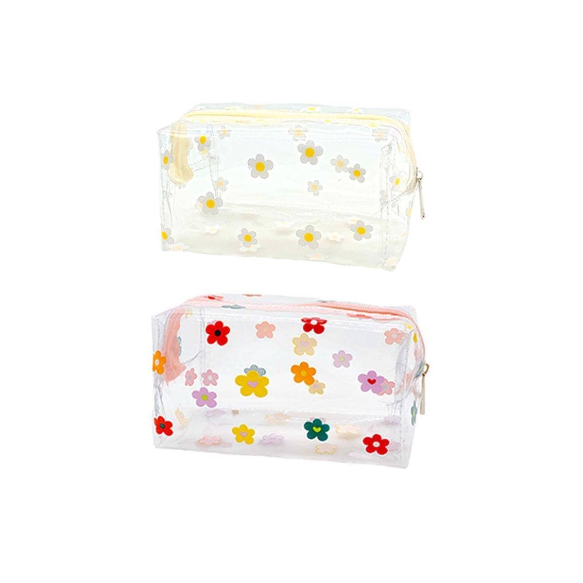 Large Capacity Clear PVC Cosmetic Bags with Flower Prints - Pack of 2 - view 2