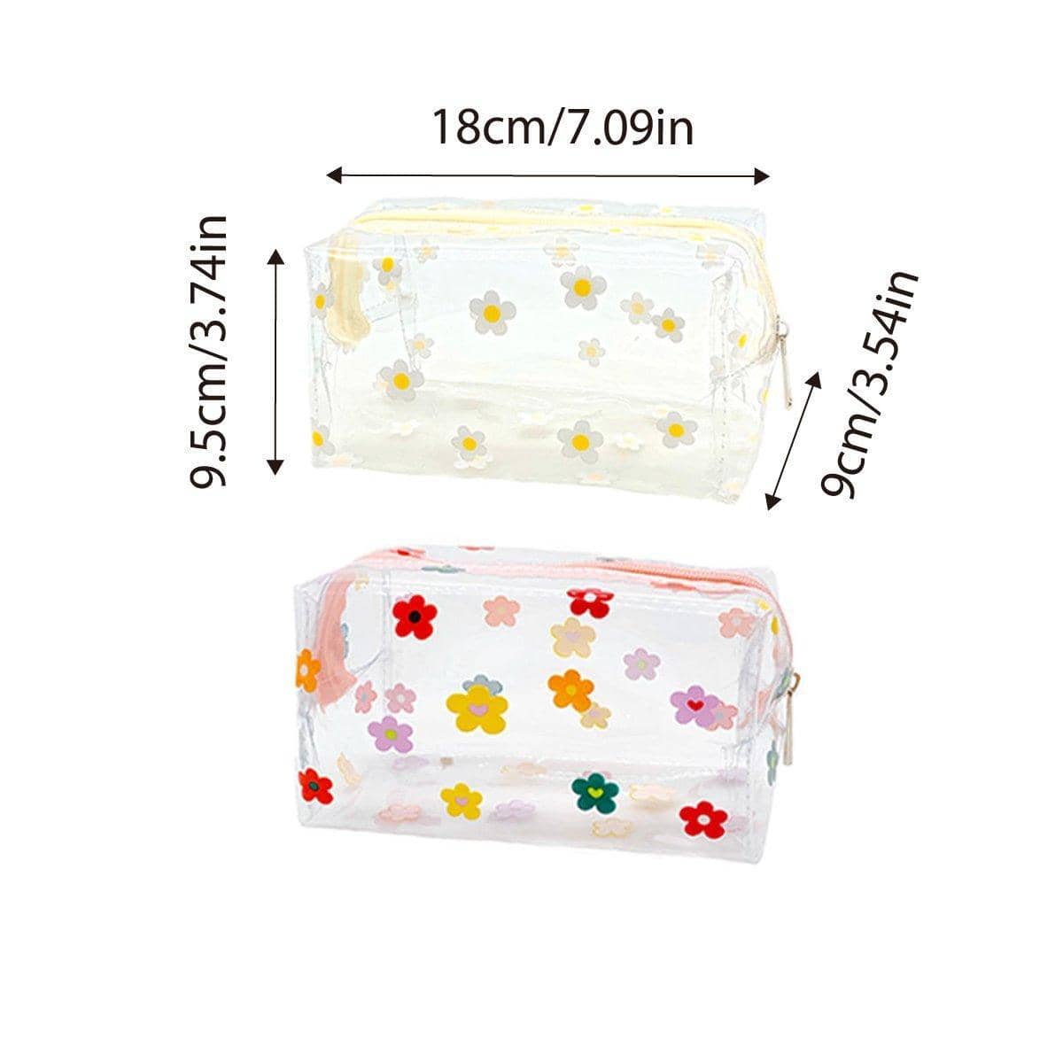 Large Capacity Clear PVC Cosmetic Bags with Flower Prints - Pack of 2 - view 3