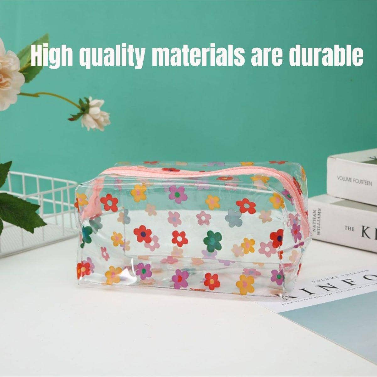 Large Capacity Clear PVC Cosmetic Bags with Flower Prints - Pack of 2 - view 4
