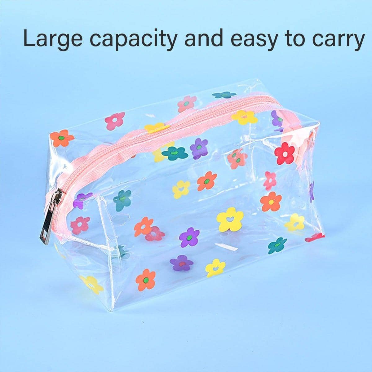 Large Capacity Clear PVC Cosmetic Bags with Flower Prints - Pack of 2 - view 5