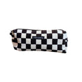 Large Capacity Corduroy Pencil Case - Black and White Checkerboard