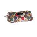 Large Capacity Corduroy Pencil Case - Multicolour Cartoon Flowers