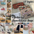 Large Capacity Corduroy Pencil Case - Multicolour Cartoon Flowers - view 2