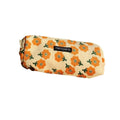 Large Capacity Corduroy Pencil Case - Orange Flowers on Cream