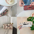 Large Capacity Corduroy Pencil Case - Orange Flowers on Cream - view 5