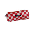 Large Capacity Corduroy Pencil Case - Red and Cream Checkerboard