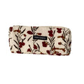 Large Capacity Corduroy Pencil Case - Red Wildflowers on Cream