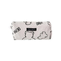 Large Capacity Corduroy Pencil Case - White with Baby Bear Print